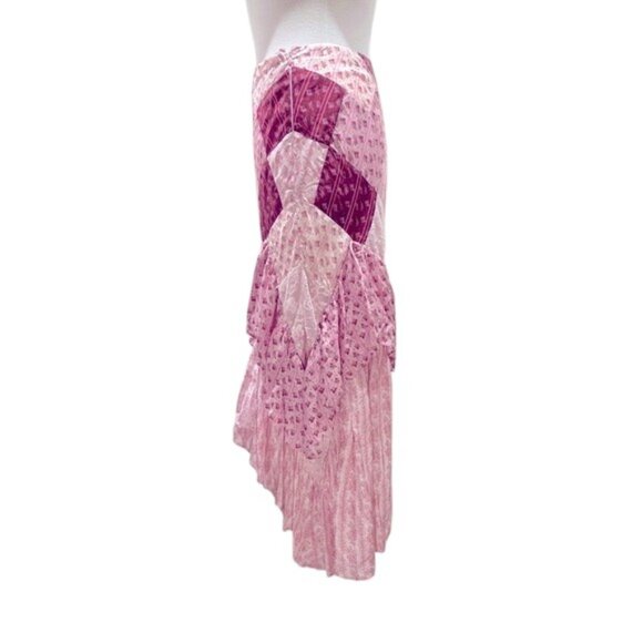 LoveShackFancy Silk Floral Lace Burgundy Leaves Ritchie Maxi Skirt NWT - Picture 4 of 17